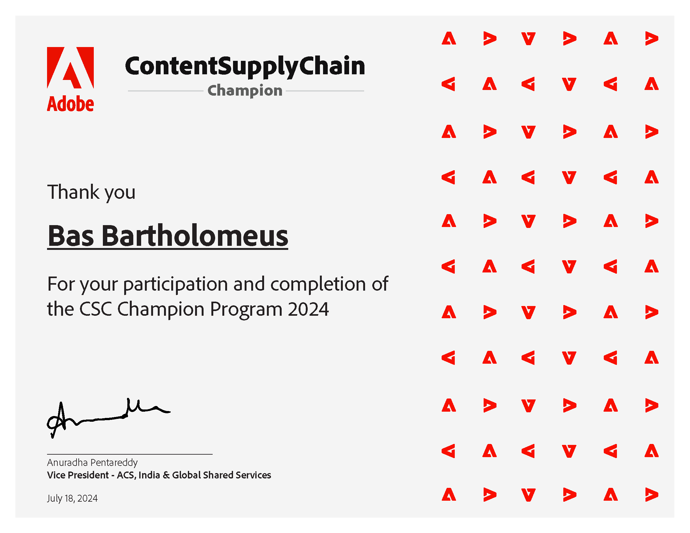 Adobe Content Supply Chain Champion badge
